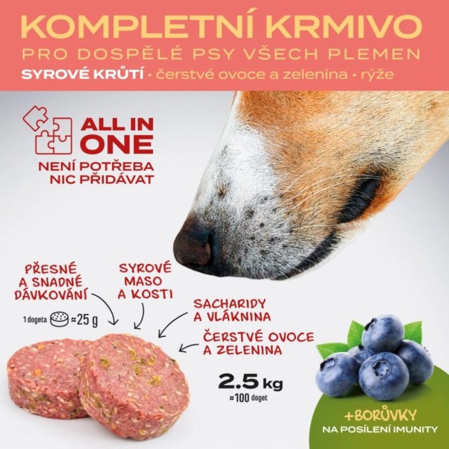 BARF Fitt® krůtí kompletní krmivo, mražené dogety 2,5 kg