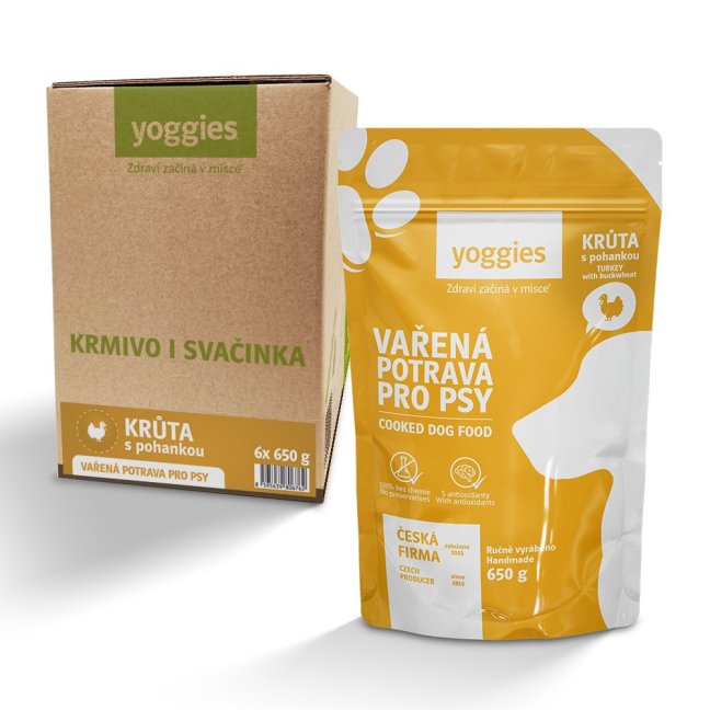 Yoggies - Vařená potrava pro psy – krůtí maso s pohankou 650g