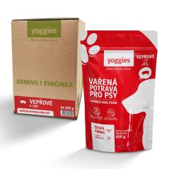 Yoggies - Vařená potrava pro psy – vepřové maso s rýží 650g