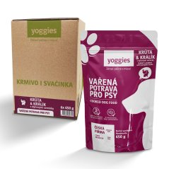 Yoggies - Vařená potrava pro psy – krůtí a králičí 650g
