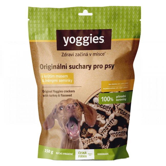 Yoggies Bezlepkové suchary s krůtím masem a lněným semínkem 150g
